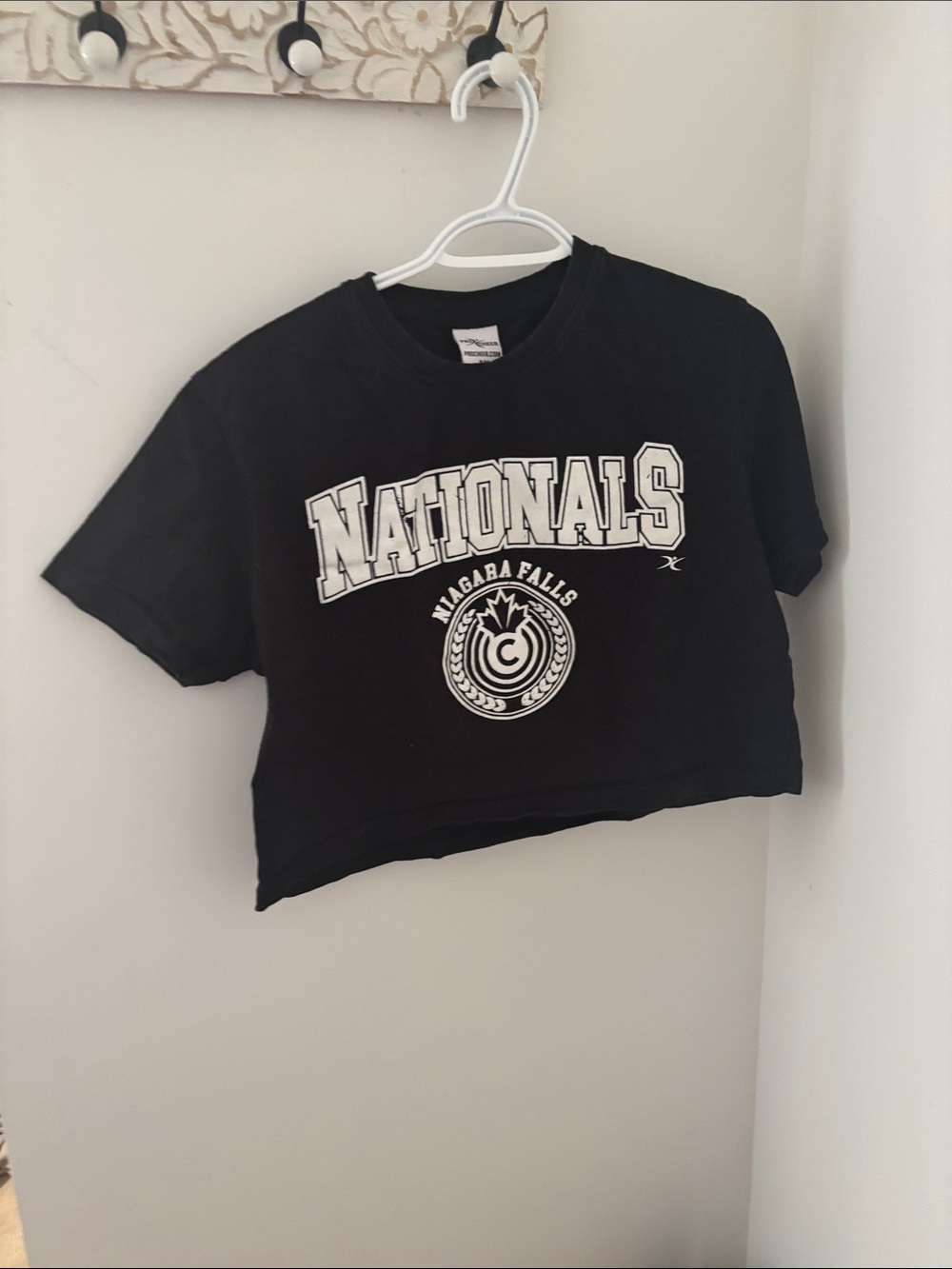 Black "Nationals" Cropped Graphic Tee
